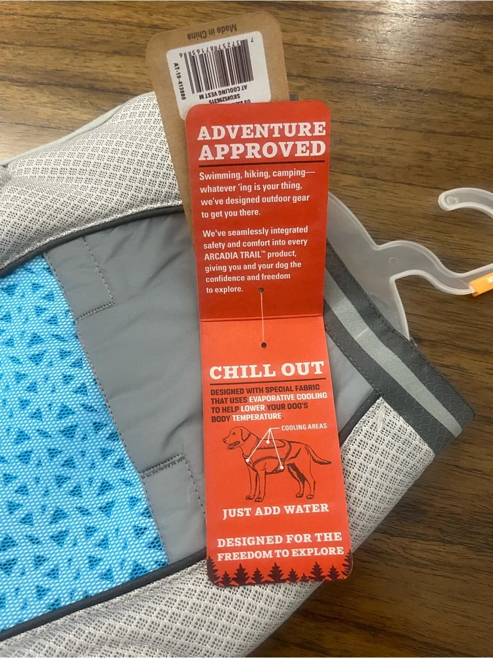 NWT Arcadia Trail Dog Cooling Vest Medium Grey Blue Reflective